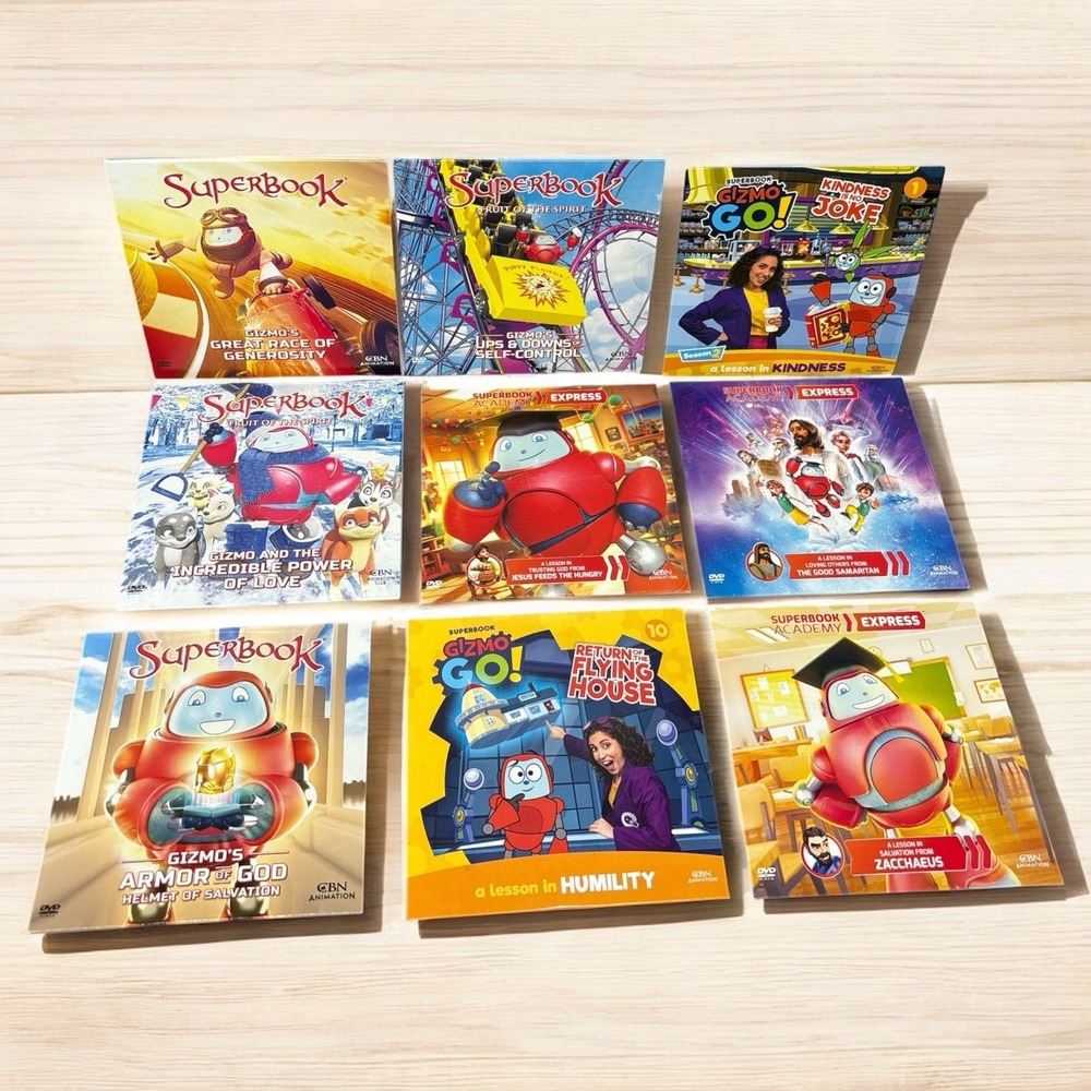 Superbook DVD Lot of 9 Kids Cartoon Christian Bible Stories & Life Lessons New